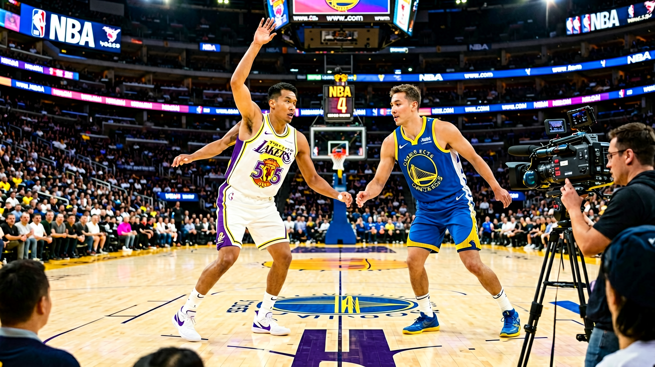 NBA常规赛，洛杉矶湖人队与金州勇士队对决